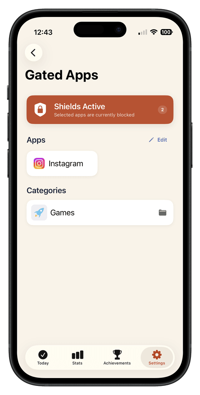 Gated apps settings